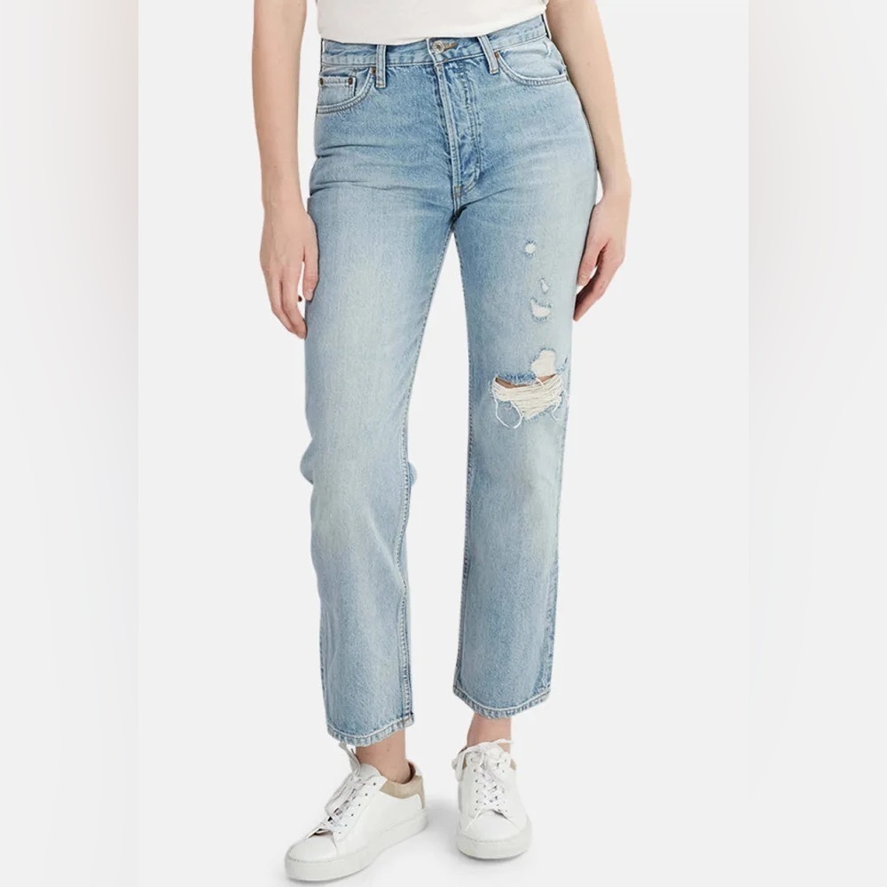 RE/DONE 90s Loose Straight High Rise Jeans Destroyed Light 29
